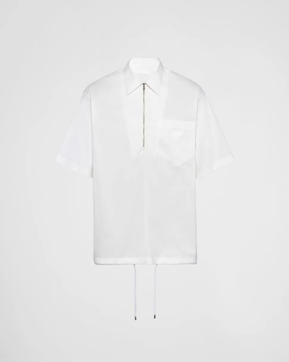 Prada Camisa De Algodón Elástico De Manga Corta^Hombre CAMISAS