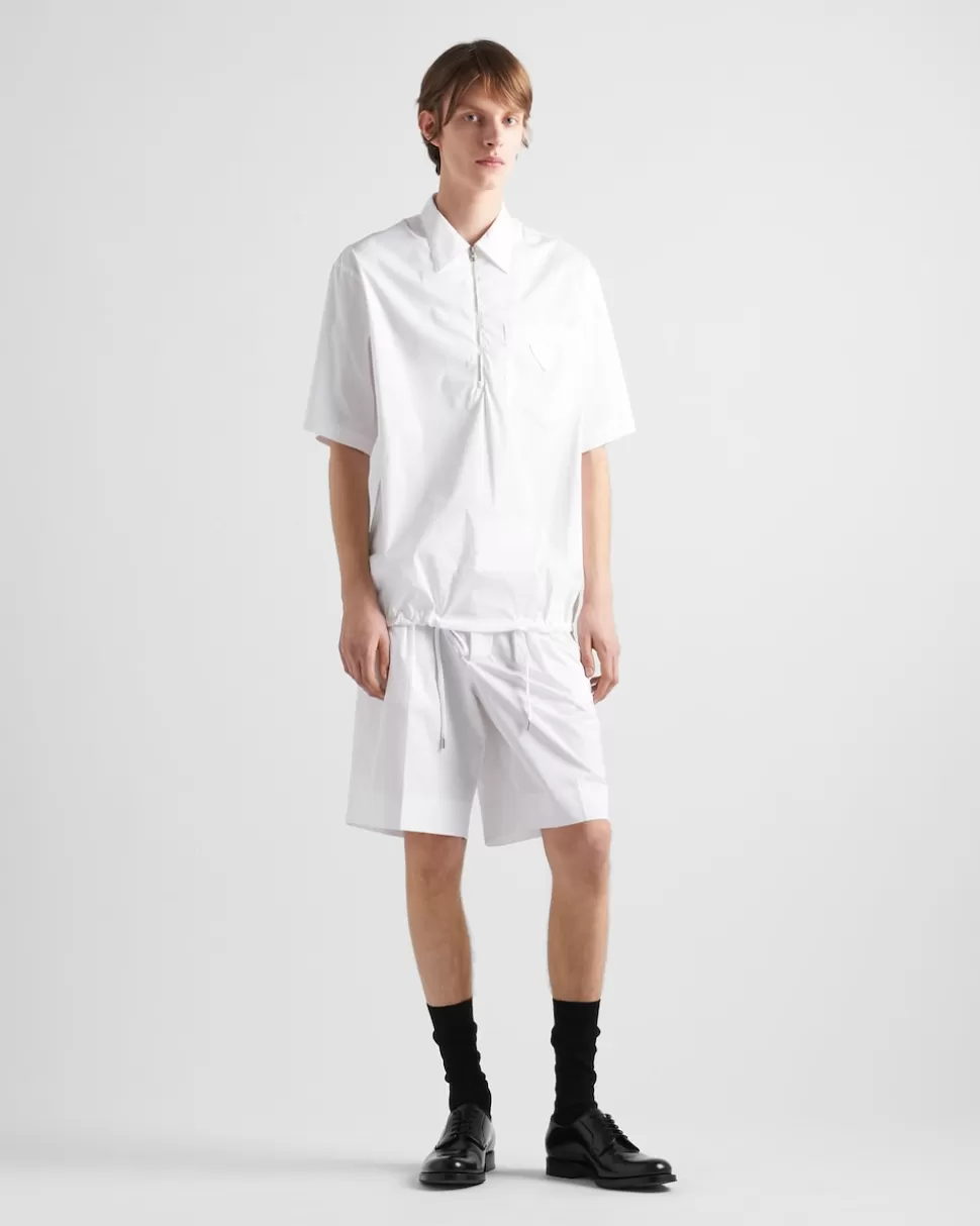 Prada Camisa De Algodón Elástico De Manga Corta^Hombre CAMISAS
