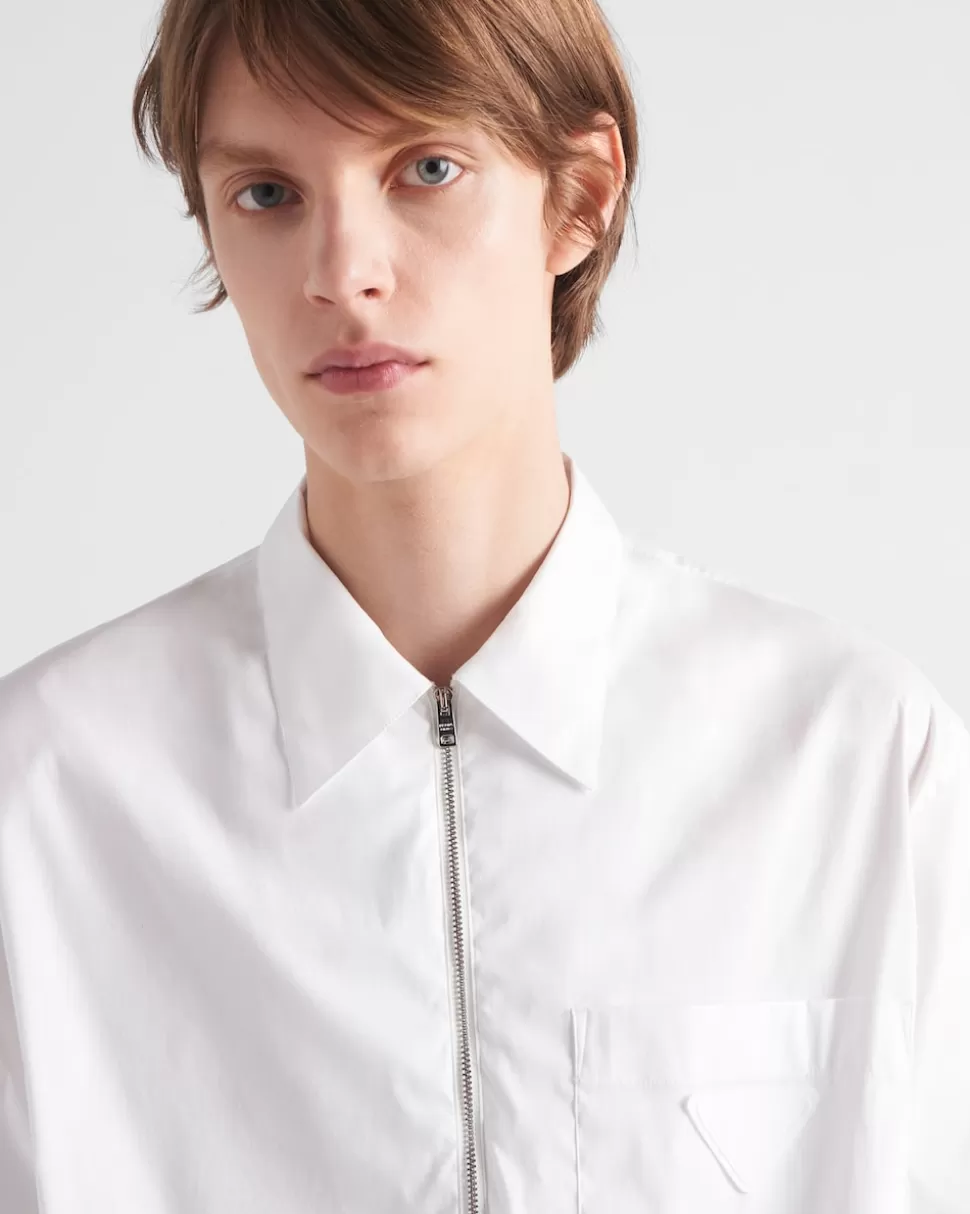 Prada Camisa De Algodón Elástico De Manga Corta^Hombre CAMISAS