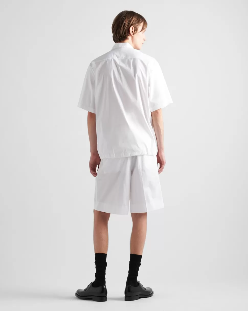 Prada Camisa De Algodón Elástico De Manga Corta^Hombre CAMISAS