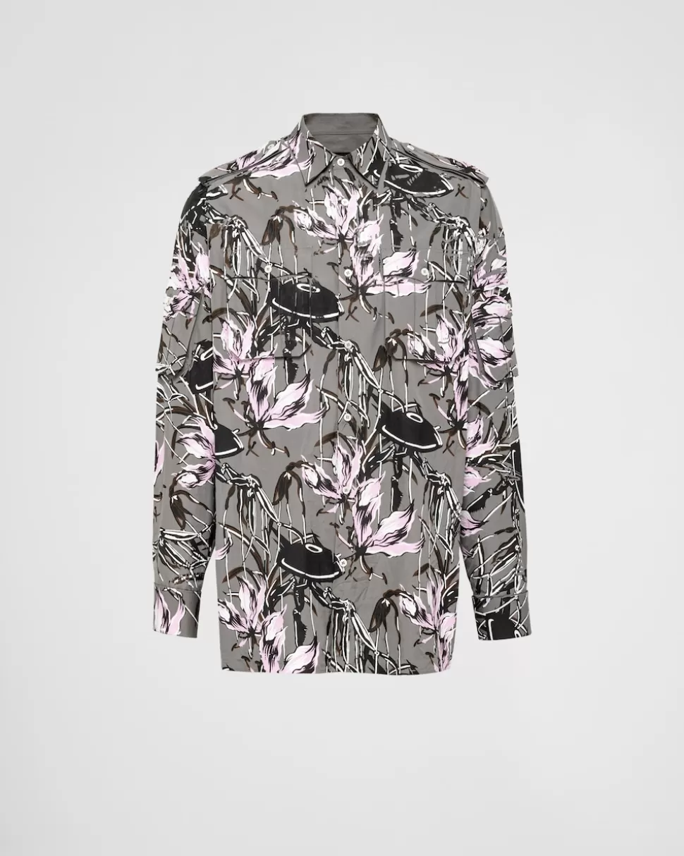 Prada Camisa De Algodón Estampada^Hombre CAMISAS