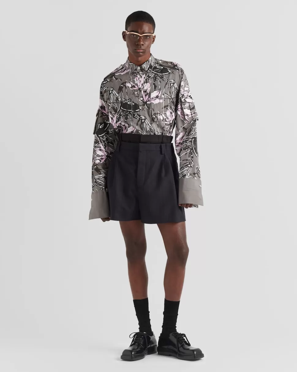 Prada Camisa De Algodón Estampada^Hombre CAMISAS