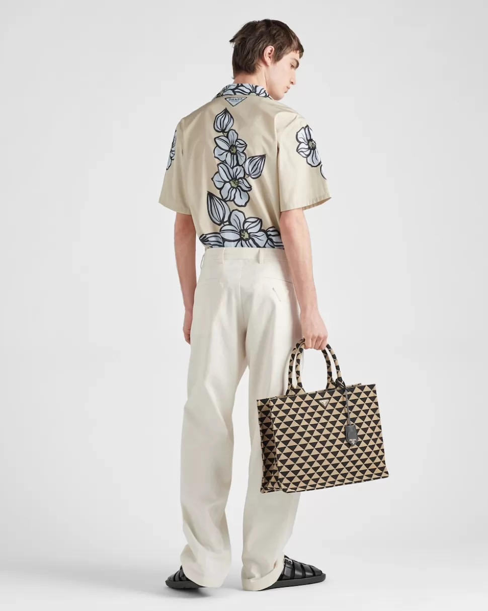 Prada Camisa De Algodón Estampado De Manga Corta^Hombre CAMISAS