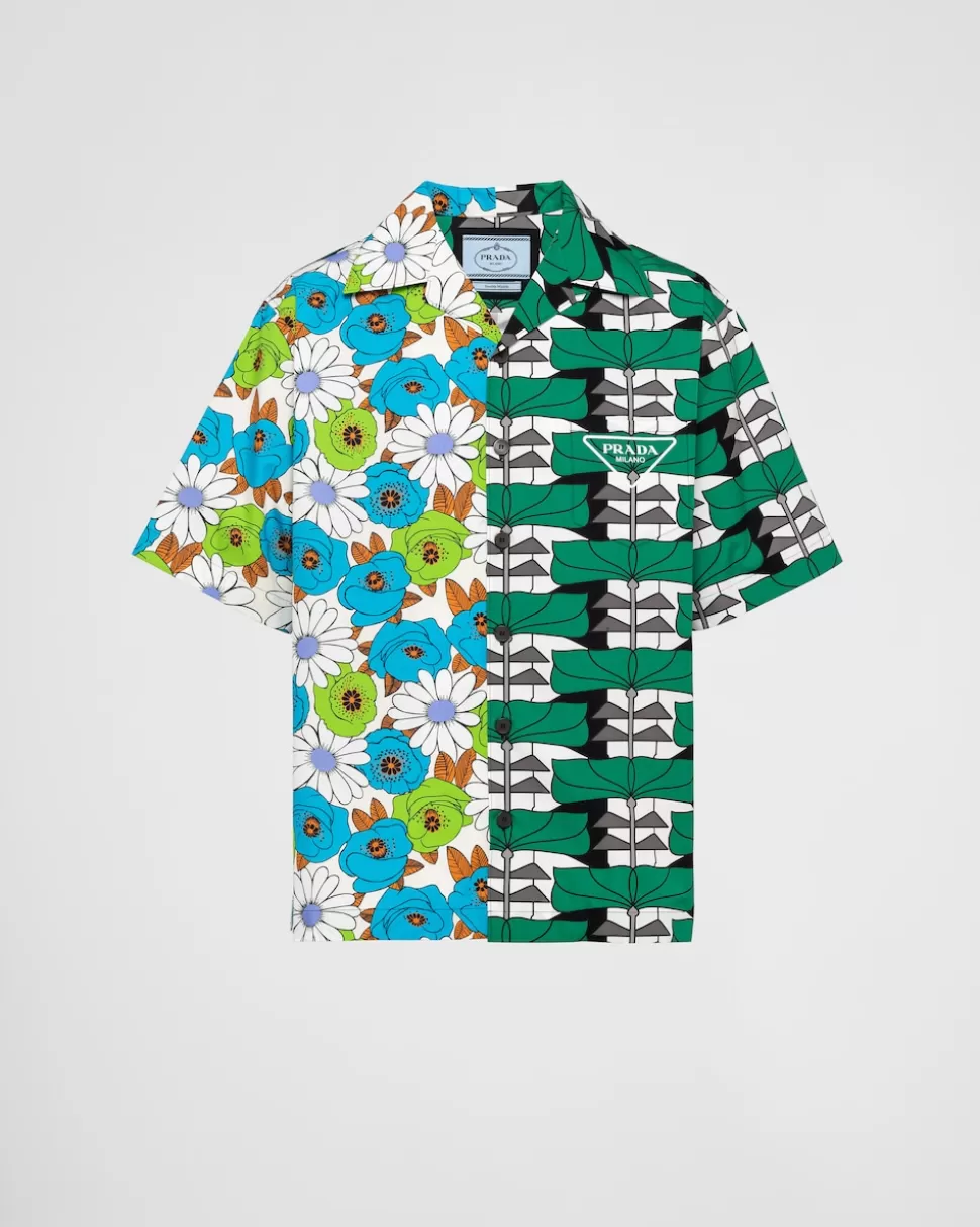 Prada Camisa De Algodón Grueso Double Match^Hombre CAMISAS