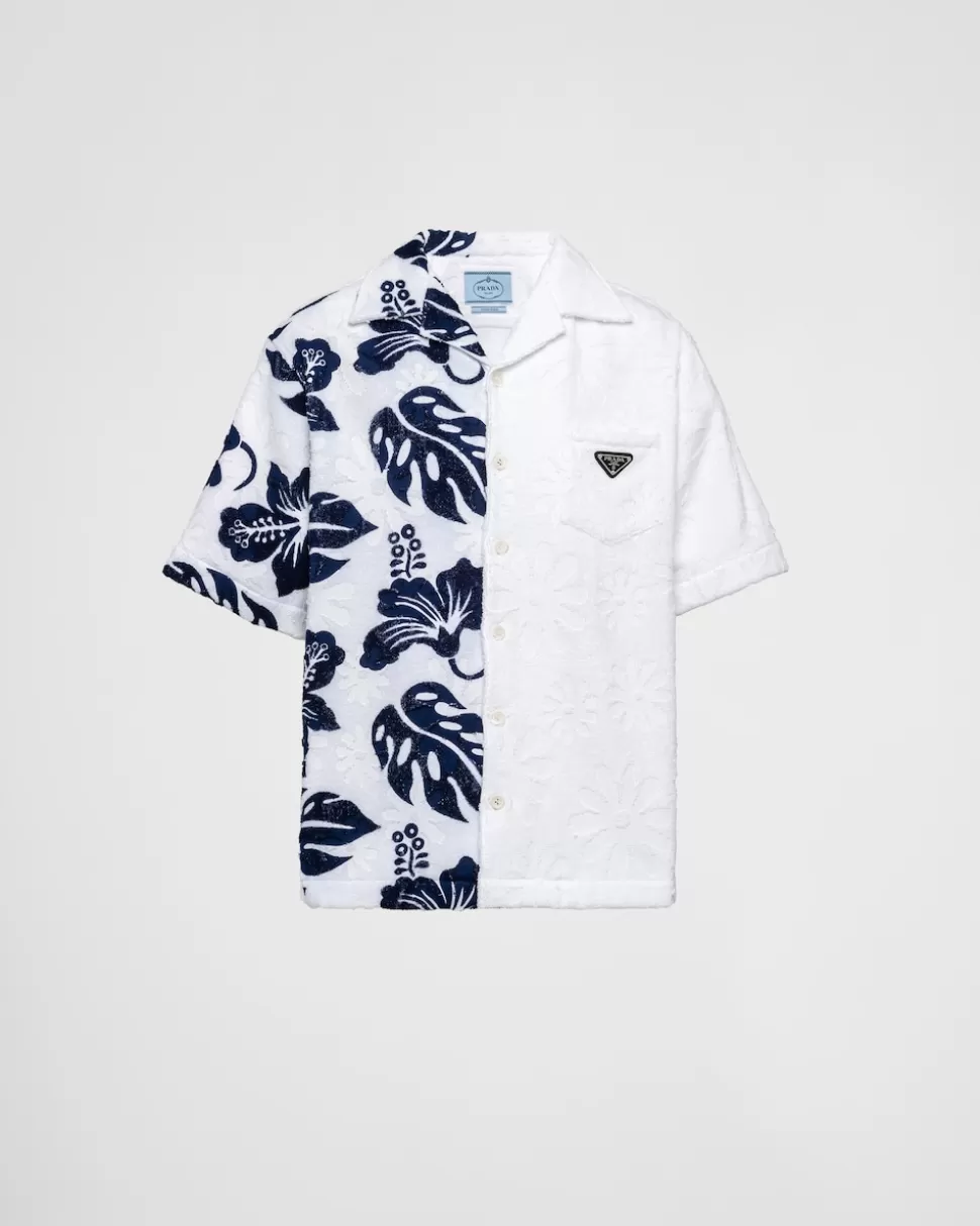 Prada Camisa De Manga Corta En Algodón Grueso Double Match^Hombre CAMISAS