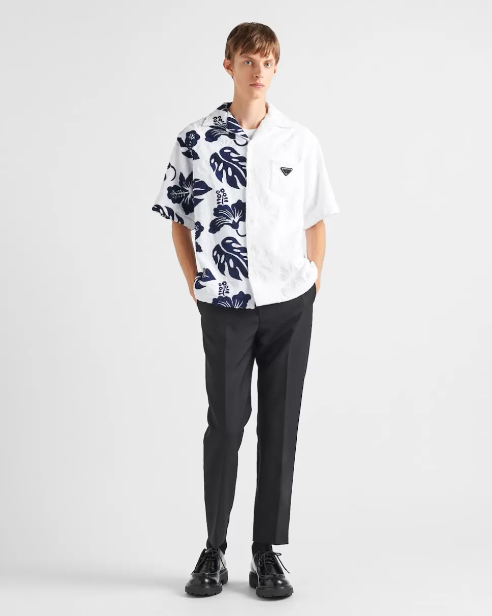 Prada Camisa De Manga Corta En Algodón Grueso Double Match^Hombre CAMISAS