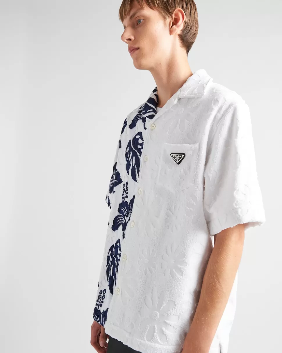 Prada Camisa De Manga Corta En Algodón Grueso Double Match^Hombre CAMISAS