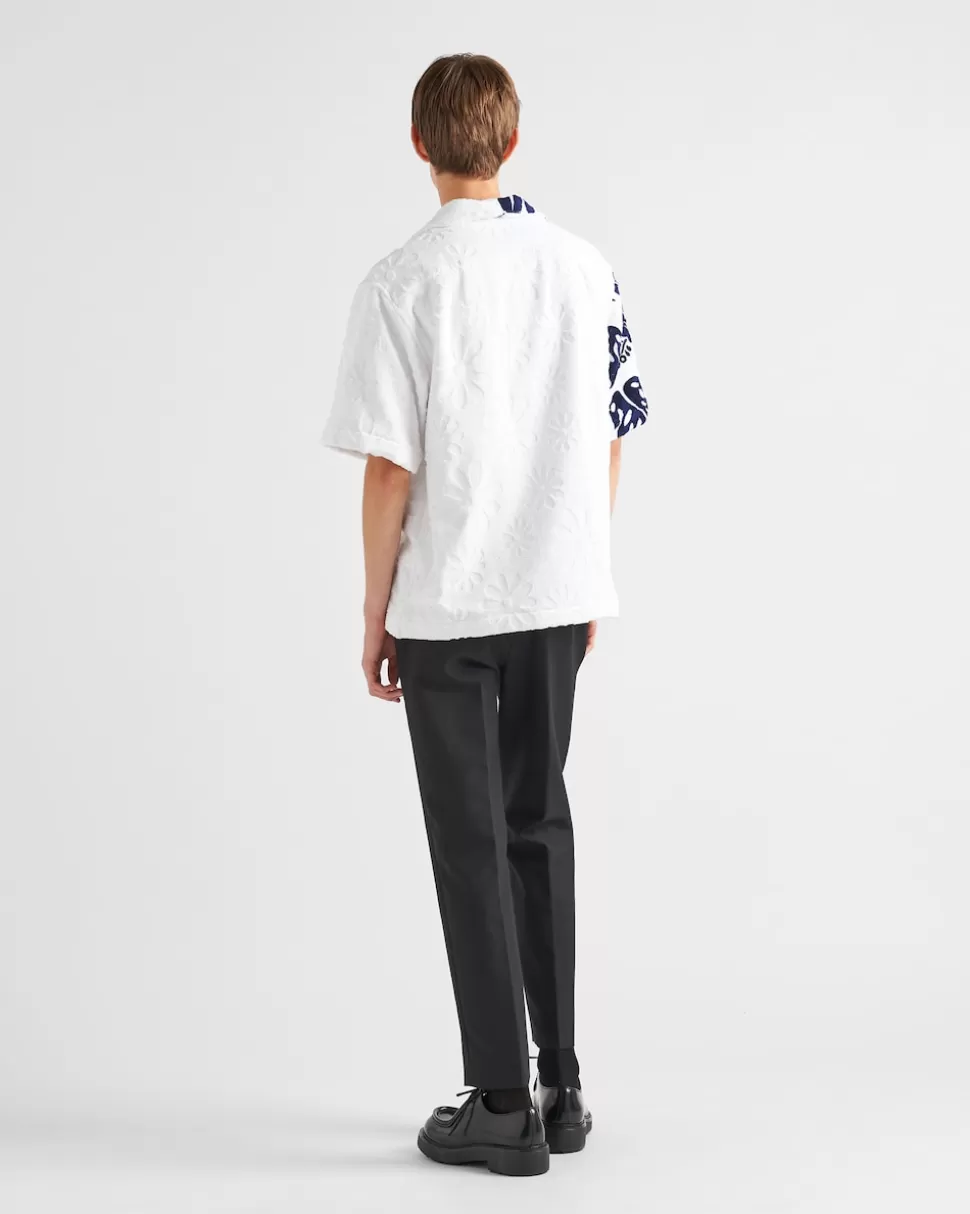 Prada Camisa De Manga Corta En Algodón Grueso Double Match^Hombre CAMISAS