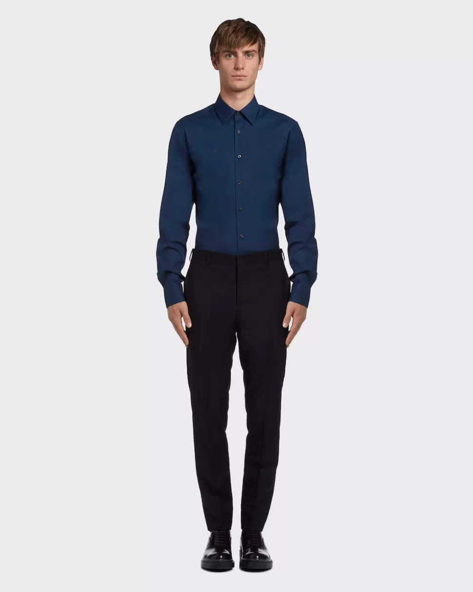 Prada Camisa De Popelina Elástica^Hombre CAMISAS