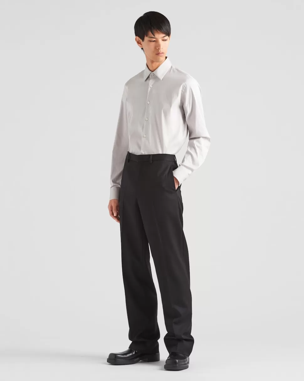 Prada Camisa De Popelina Elástica^Hombre CAMISAS