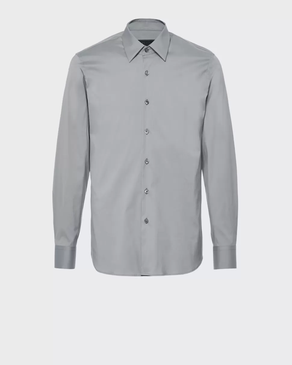 Prada Camisa De Popelina Elástica^Hombre CAMISAS