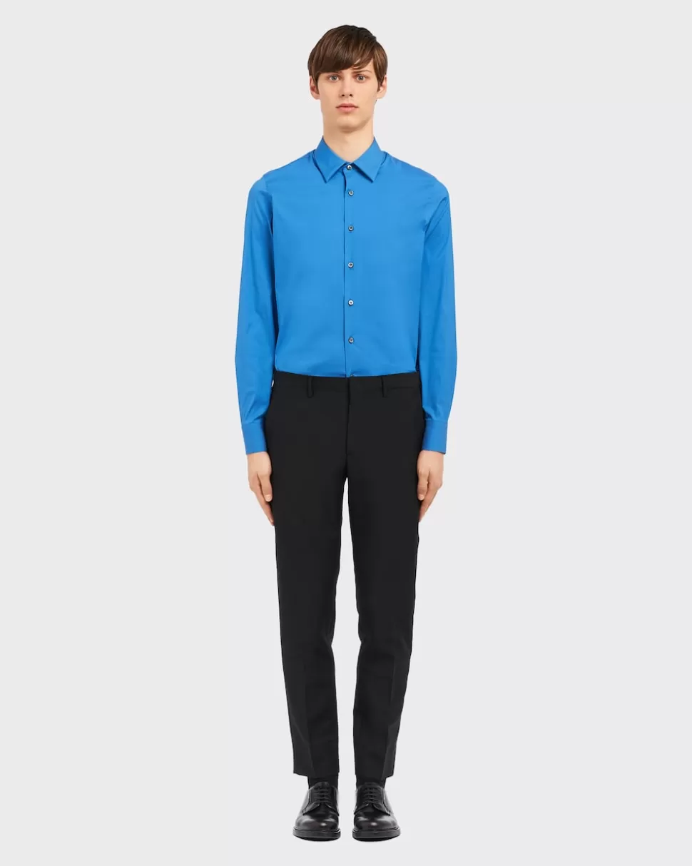 Prada Camisa De Popelina Elástica^Hombre CAMISAS