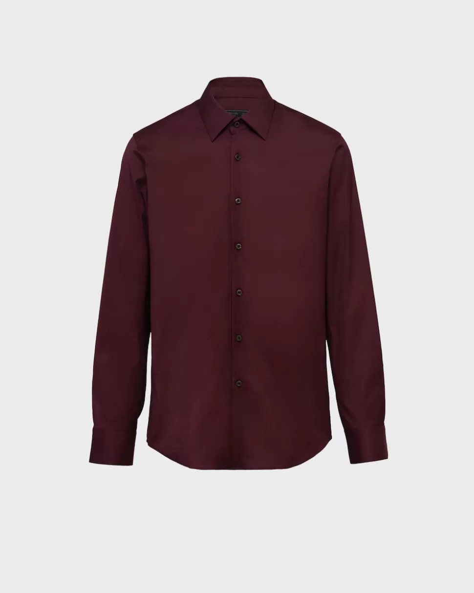 Prada Camisa De Popelina Elástica^Hombre CAMISAS