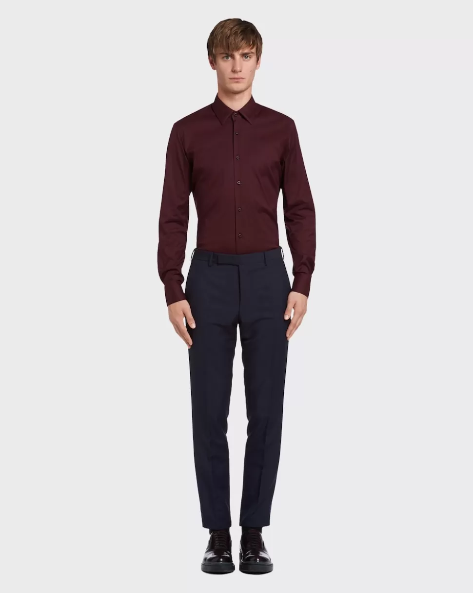 Prada Camisa De Popelina Elástica^Hombre CAMISAS