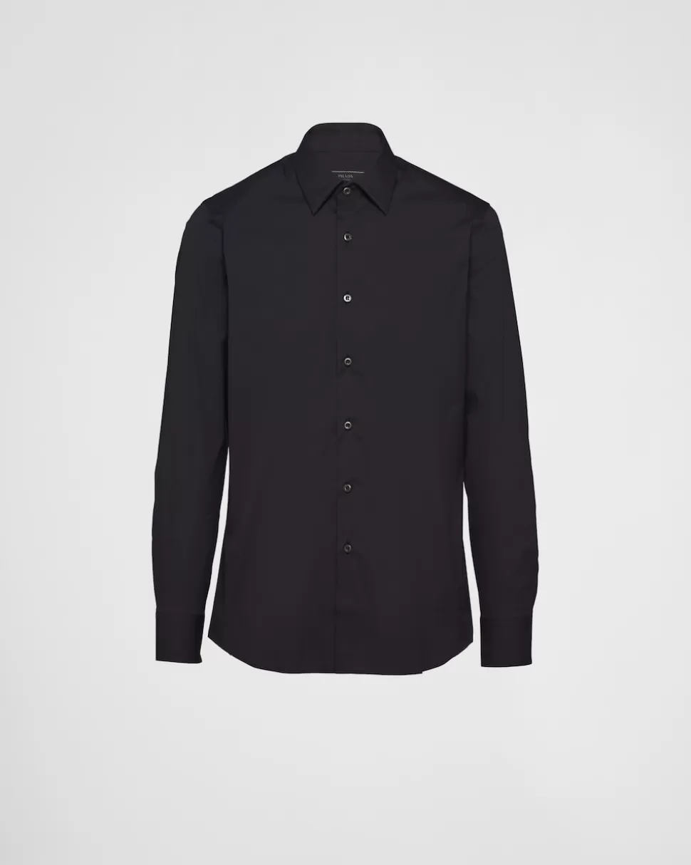 Prada Camisa De Popelina Elástica^Hombre CAMISAS