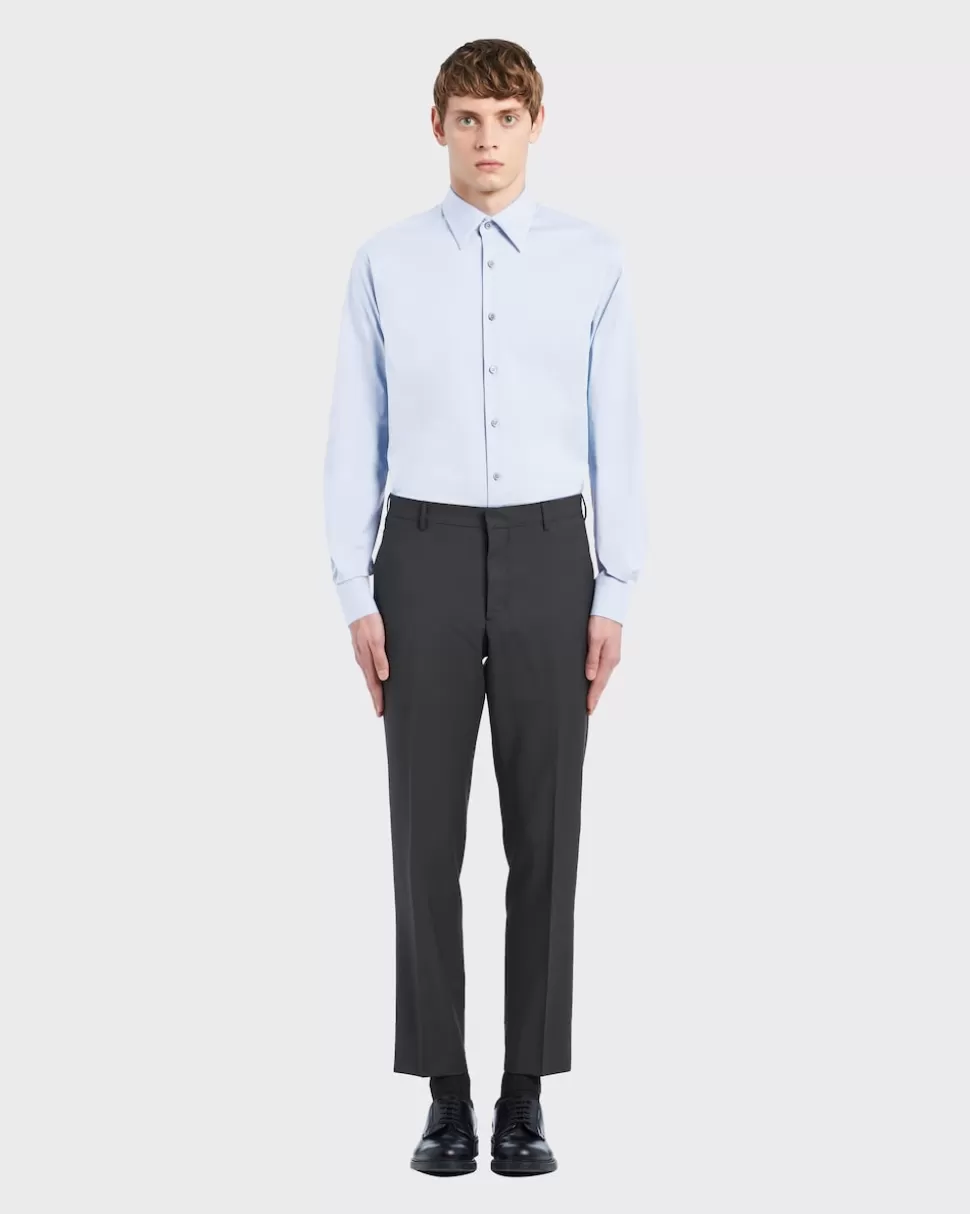 Prada Camisa De Popelina Elástica^Hombre CAMISAS