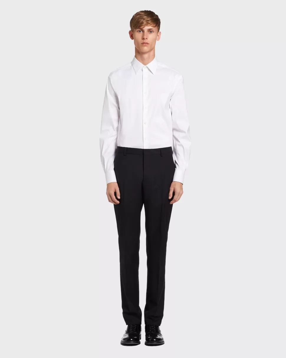 Prada Camisa De Popelina Elástica^Hombre CAMISAS