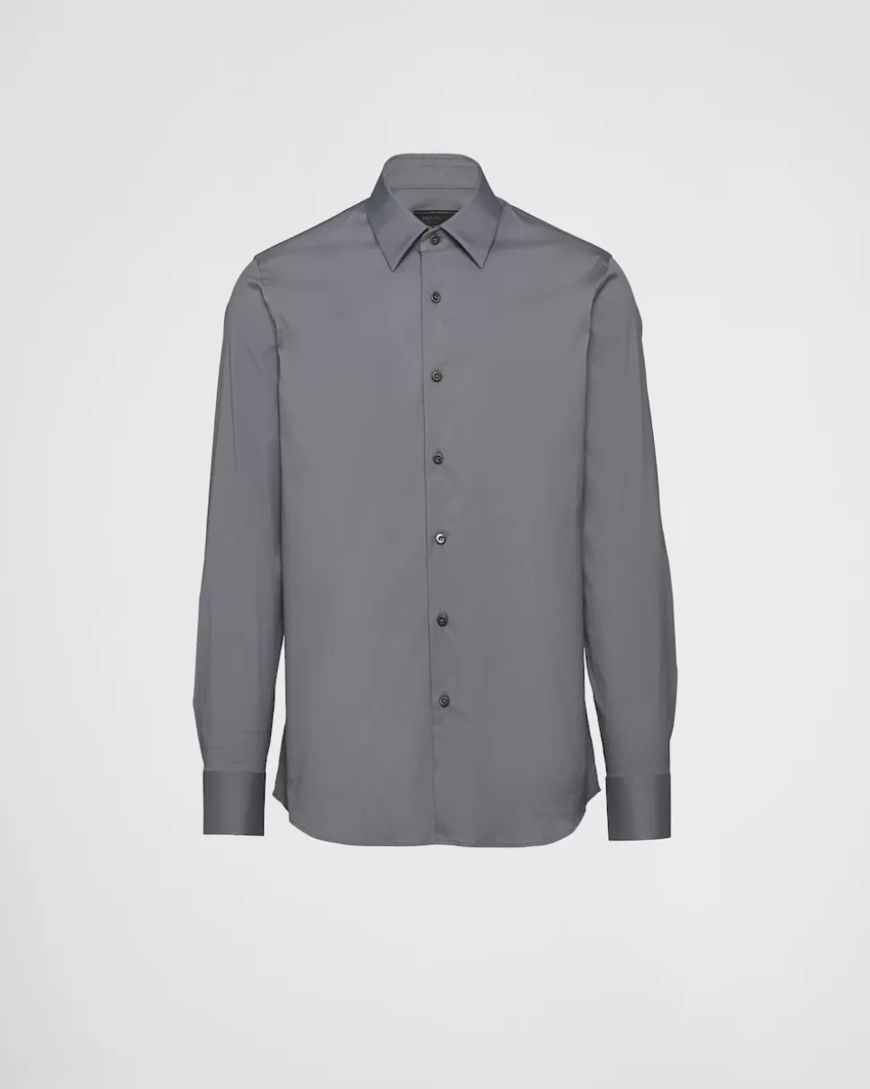 Prada Camisa De Popelina Elástica^Hombre CAMISAS