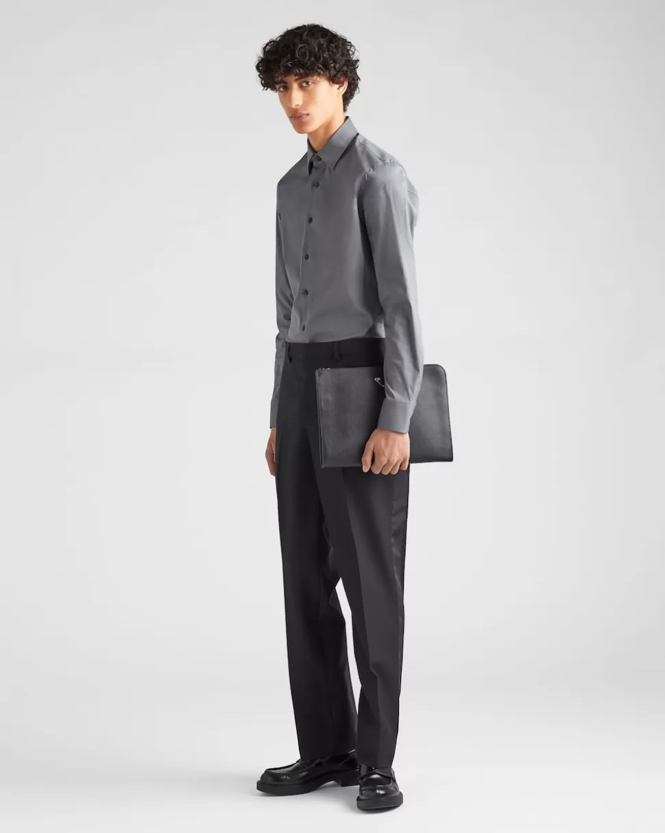 Prada Camisa De Popelina Elástica^Hombre CAMISAS