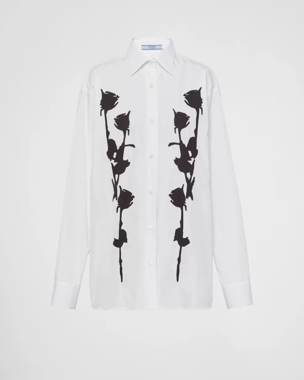 Prada Camisa De Popelín Bordada^Mujer CAMISAS Y TOPS