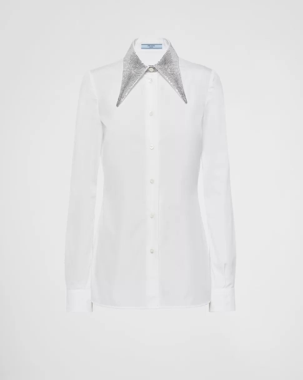 Prada Camisa De Popelín Bordada^Mujer CAMISAS Y TOPS