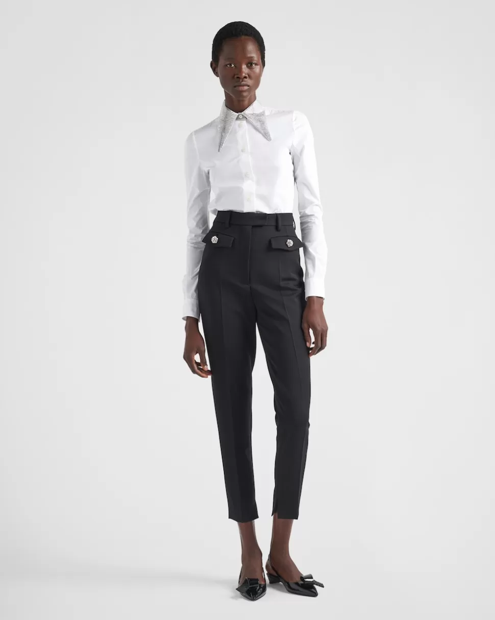 Prada Camisa De Popelín Bordada^Mujer CAMISAS Y TOPS
