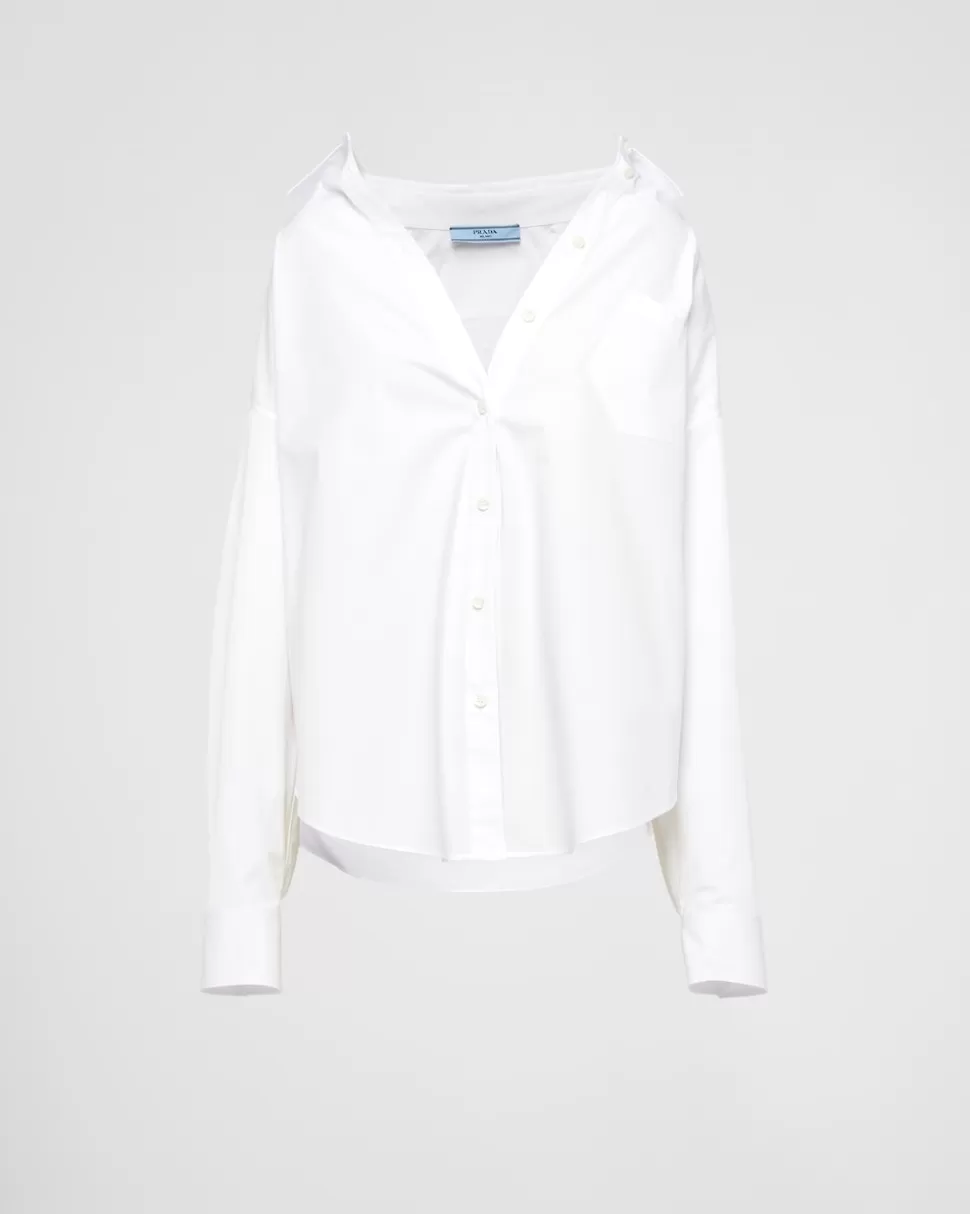 Prada Camisa De Popelín Bordada^Mujer CAMISAS Y TOPS