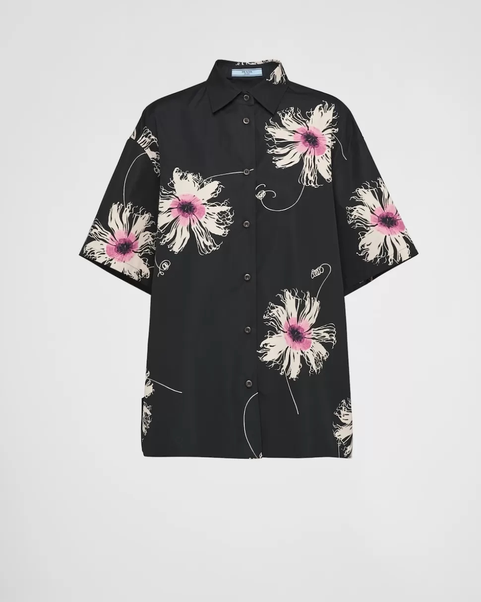 Prada Camisa De Popelín De Manga Corta^Mujer CAMISAS Y TOPS