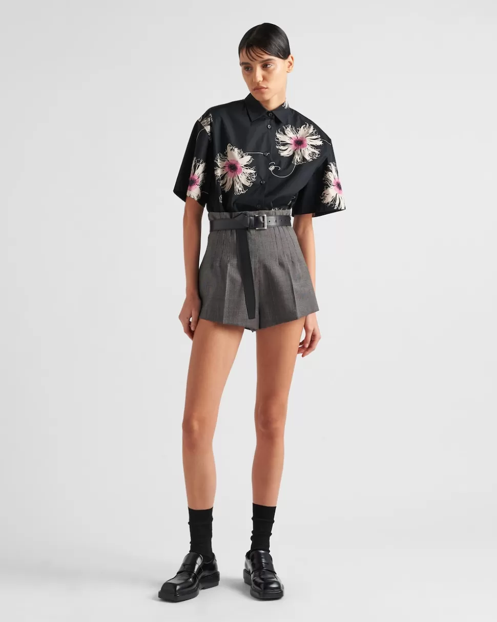 Prada Camisa De Popelín De Manga Corta^Mujer CAMISAS Y TOPS