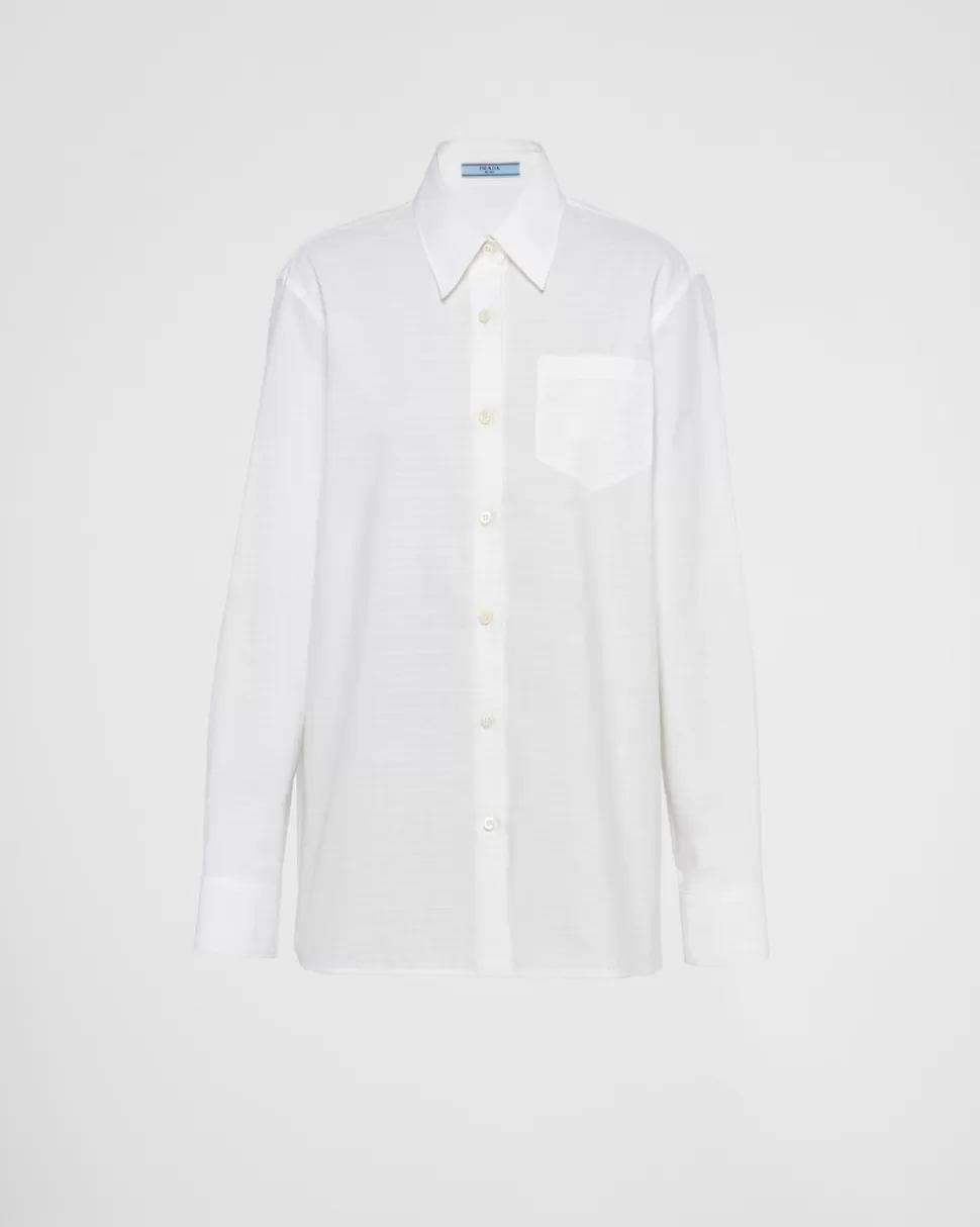 Prada Camisa De Popelín Y Jacquard^Mujer CAMISAS Y TOPS
