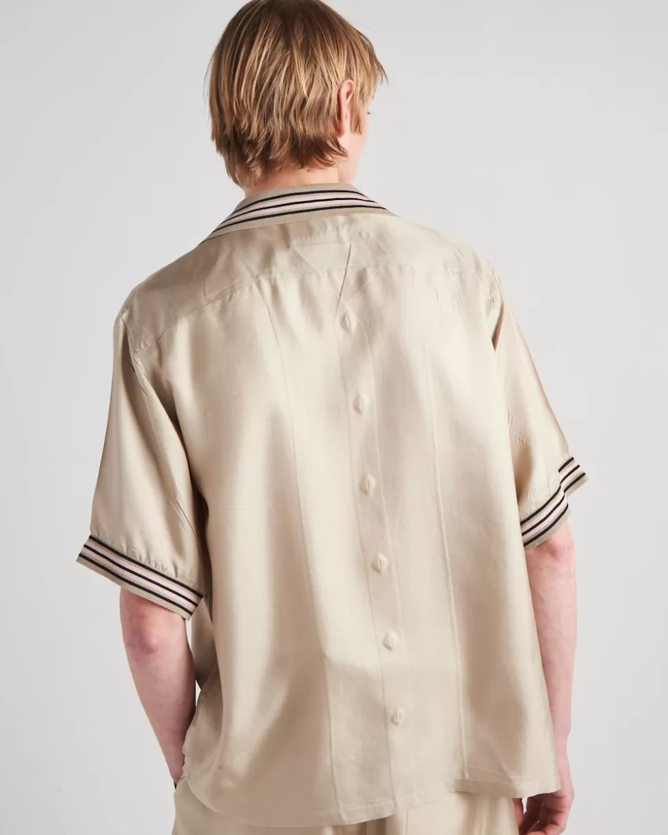 Prada Camisa De Sarga De Seda De Manga Corta^Hombre CAMISAS