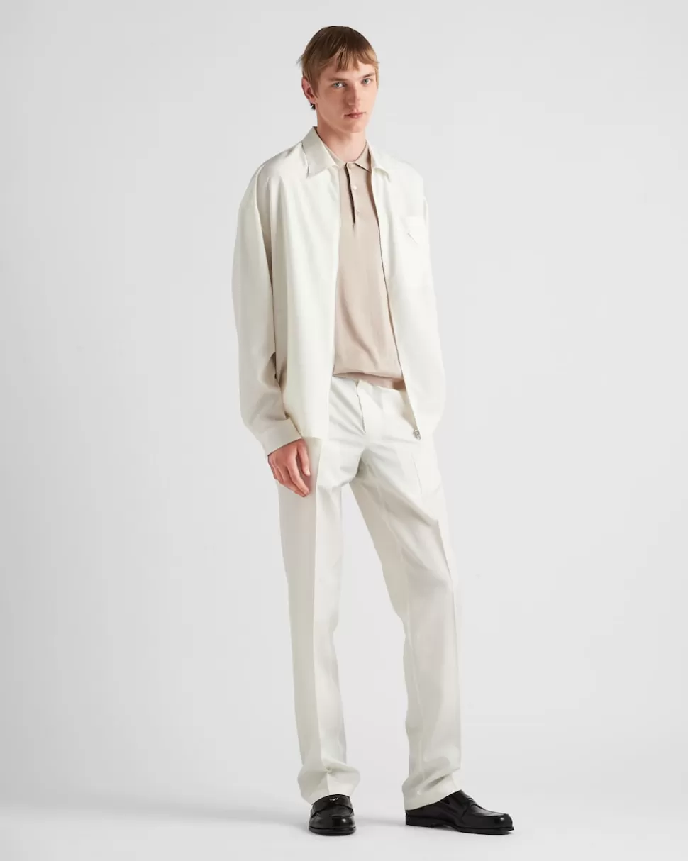 Prada Camisa De Seda Con Cremallera^Hombre CAMISAS