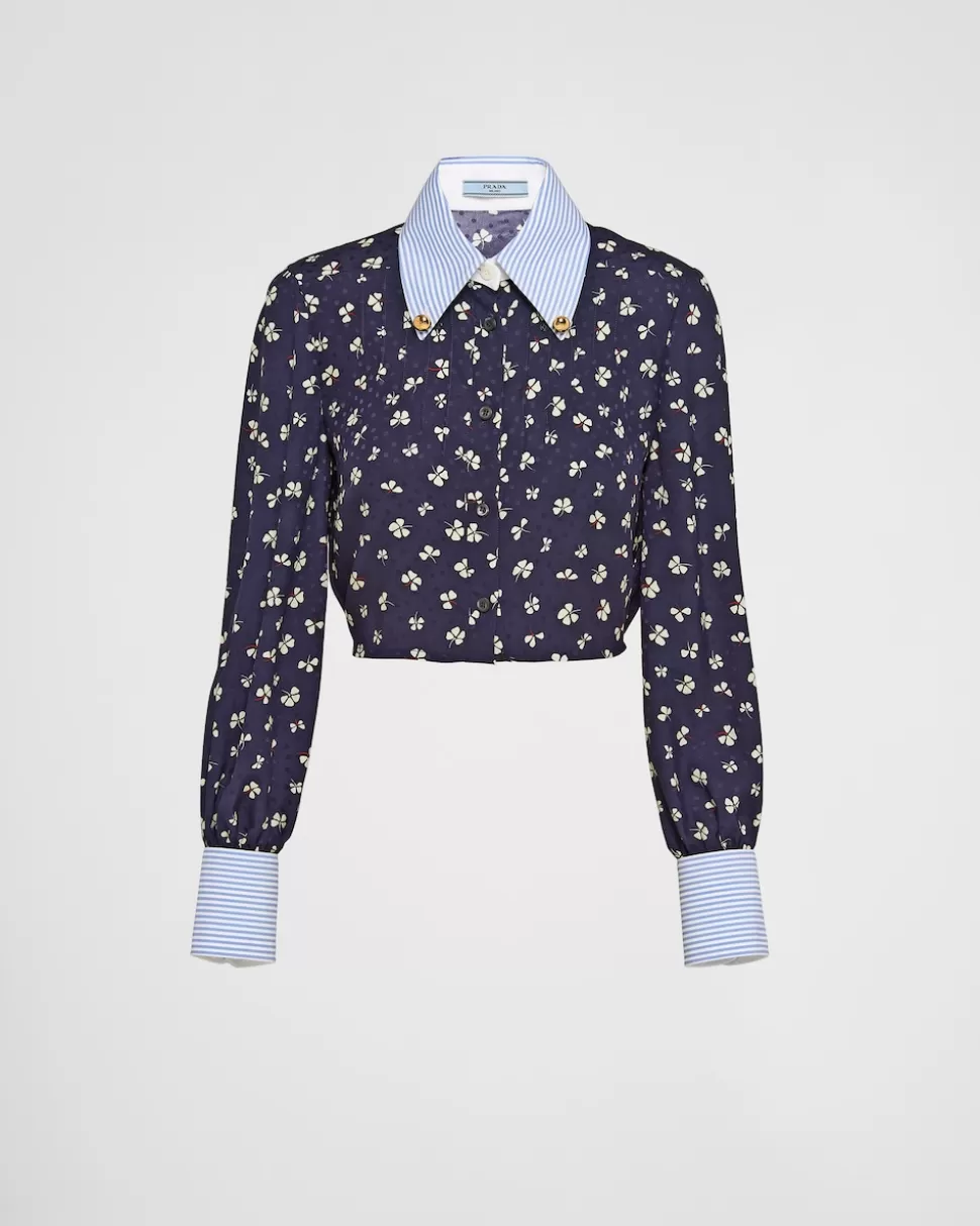 Prada Camisa De Seda Con Estampado Jacquard^Mujer CAMISAS Y TOPS