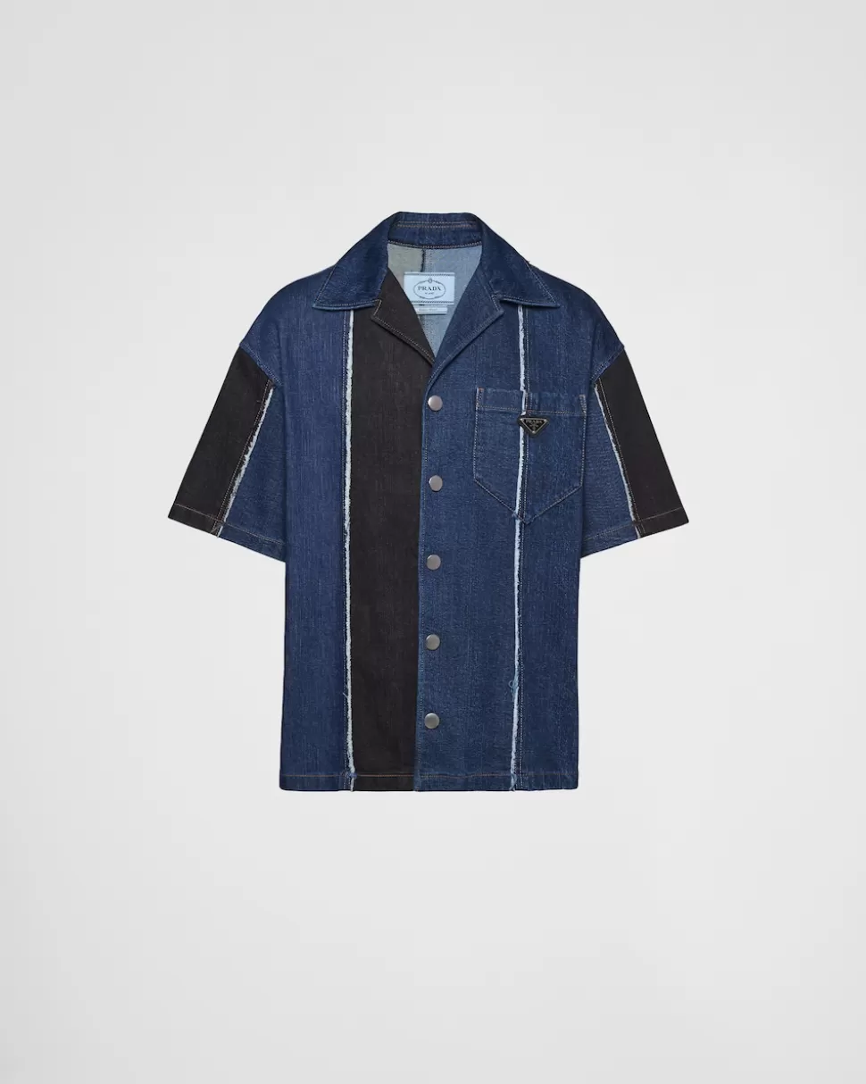 Prada Camisa Double Match De Tejido Vaquero A Rayas^Hombre CAMISAS