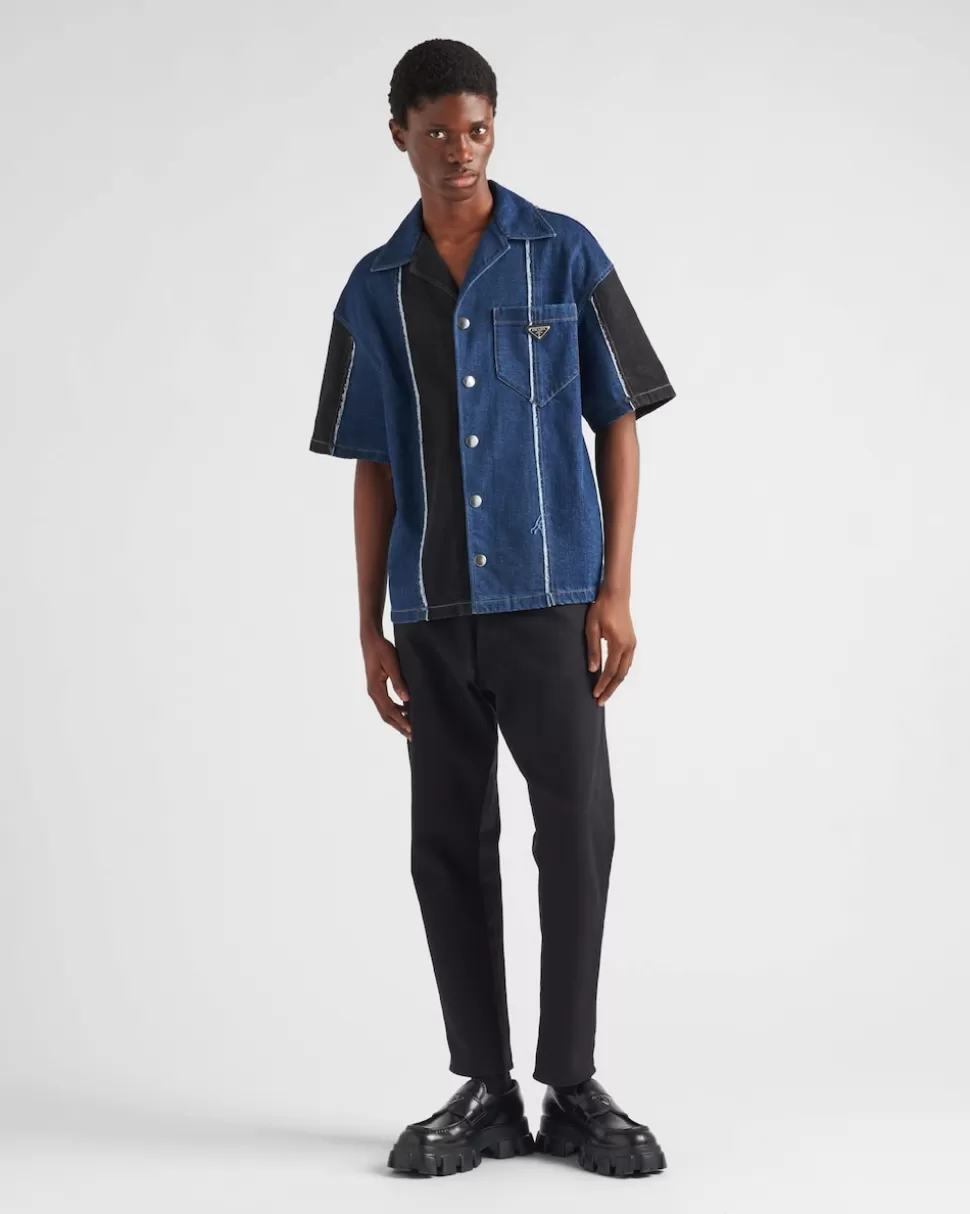 Prada Camisa Double Match De Tejido Vaquero A Rayas^Hombre CAMISAS