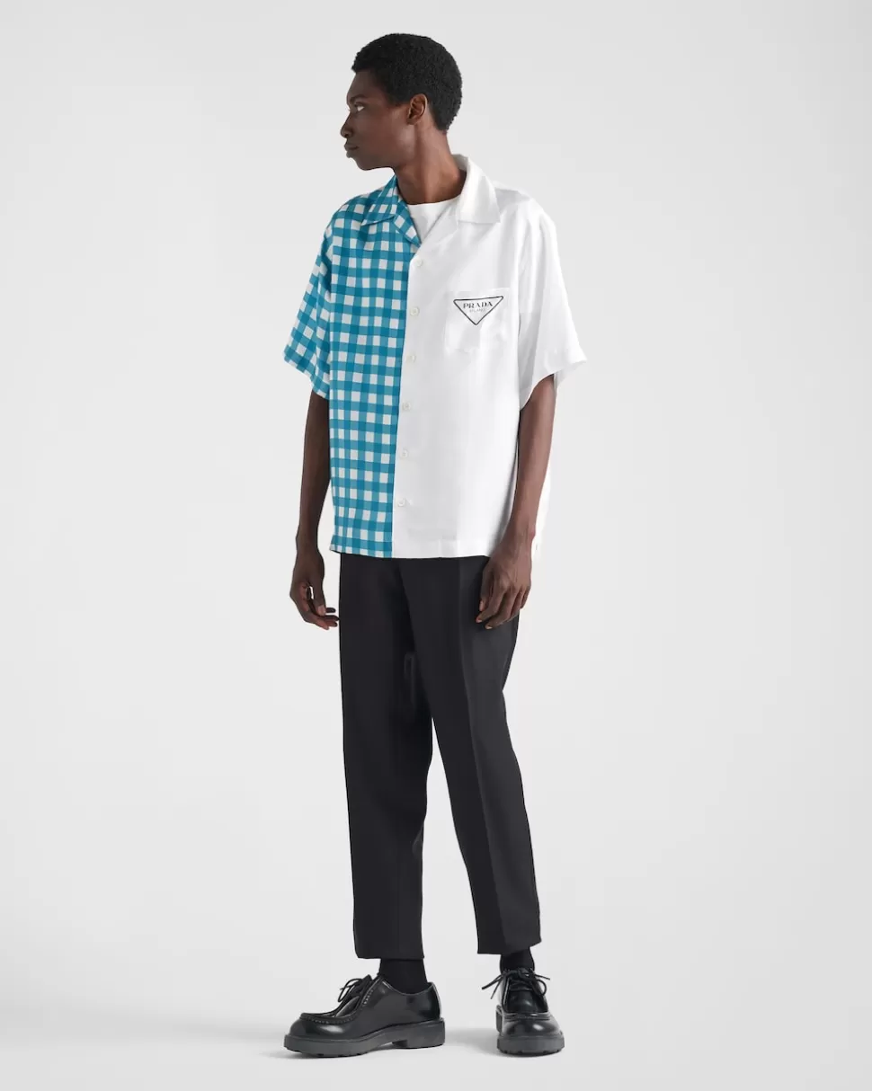 Prada Camisa Double Match En Sarga De Seda^Hombre CAMISAS