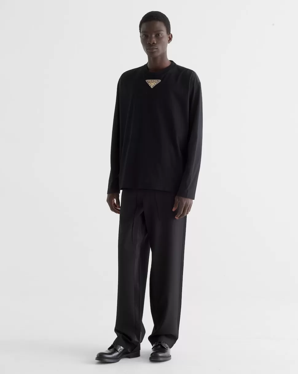 Prada Camiseta De Manga Larga De Punto Y Re-nylon^Hombre CAMISETAS Y POLOS