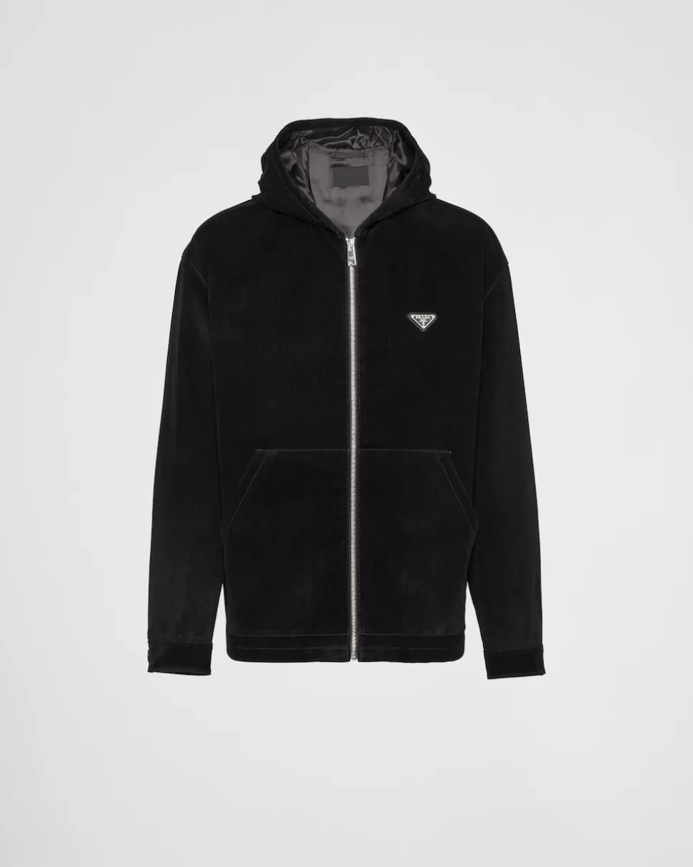 Prada Cazadora De Terciopelo De Algodón^Hombre CHAQUETAS Y ABRIGOS