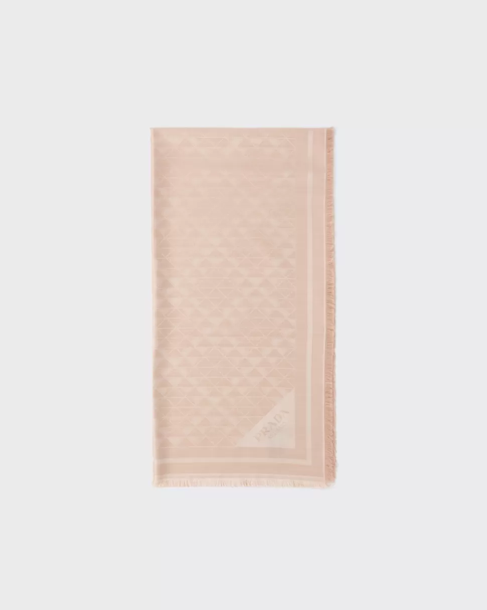 Prada Chal De Jacquard De Seda Y Lana Con Motivo Symbole^Mujer BUFANDAS Y PAÑUELOS