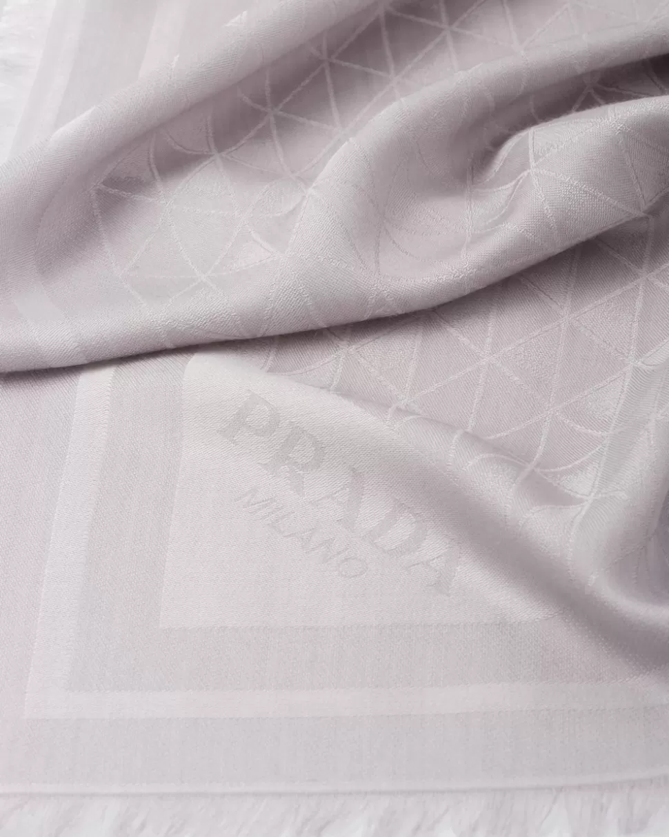 Prada Chal De Jacquard De Seda Y Lana Con Motivo Symbole^Mujer BUFANDAS Y PAÑUELOS