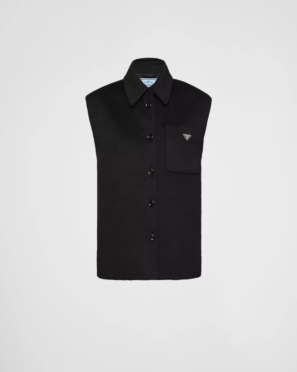 Prada Chaleco De Cashgora Con Cruzado Simple^Mujer CHAQUETAS Y ABRIGOS