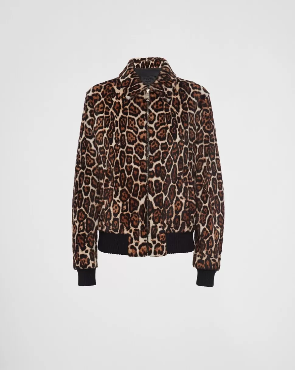 Prada Chaqueta Bomber De Piel Vuelta Estampada^Mujer ROPA DE PIEL