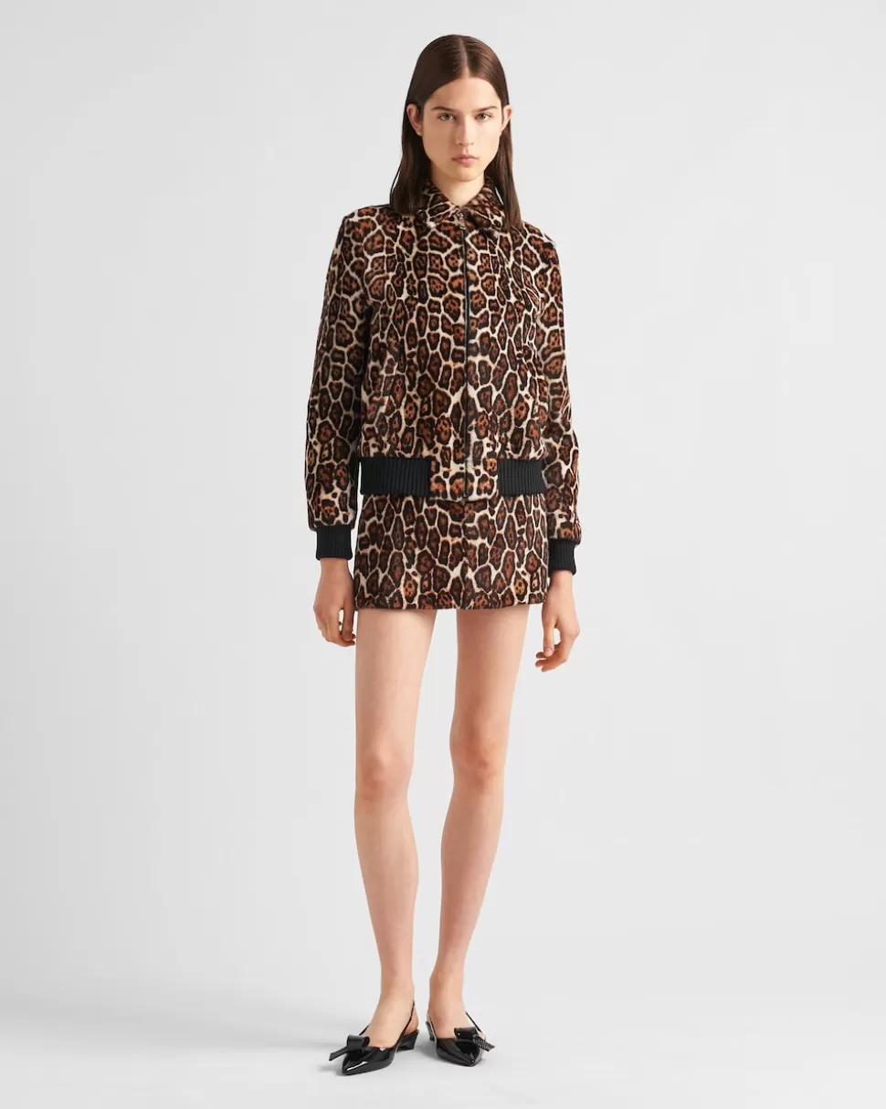 Prada Chaqueta Bomber De Piel Vuelta Estampada^Mujer ROPA DE PIEL
