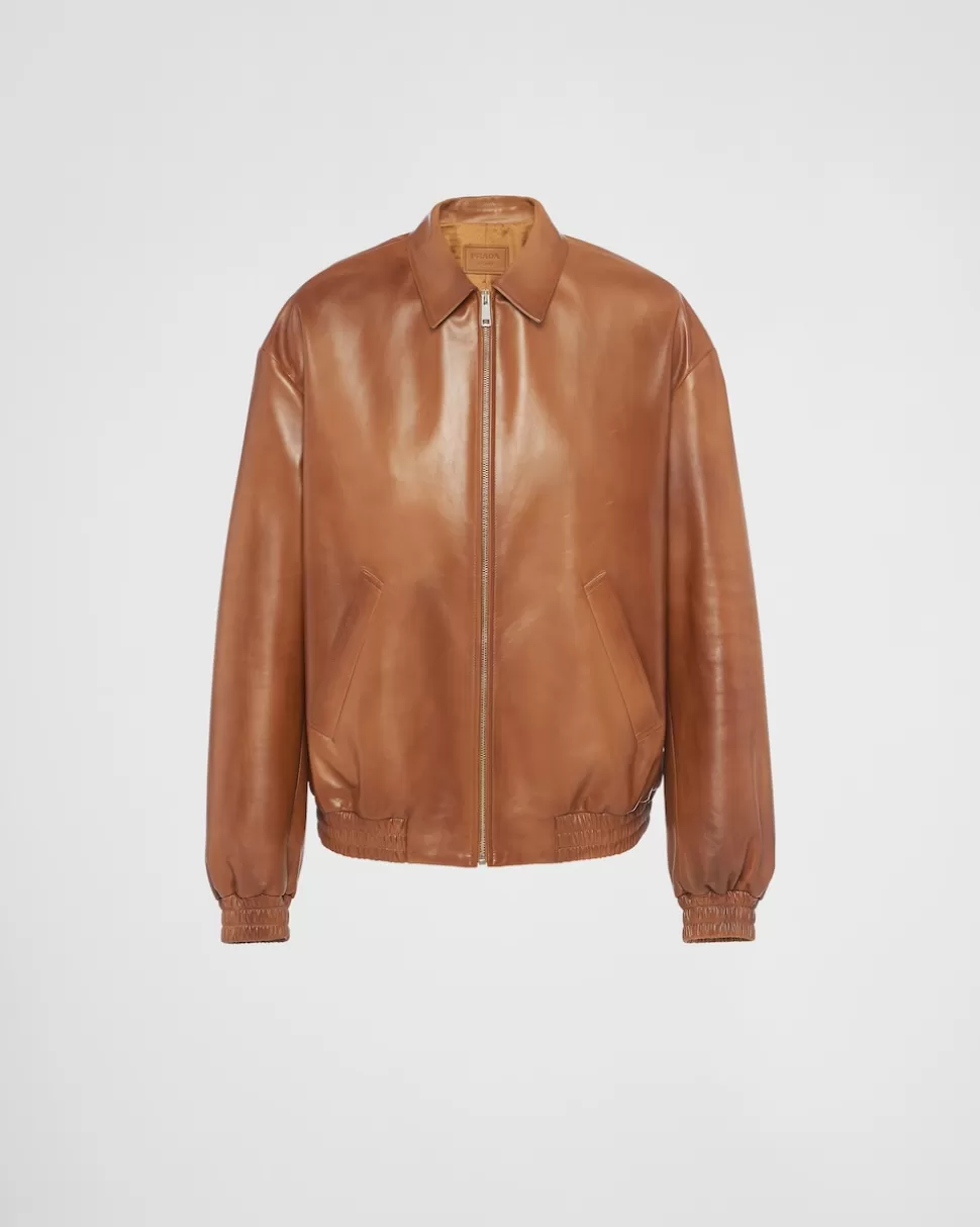Prada Chaqueta Bomber Holgada De Napa^Hombre ROPA DE PIEL