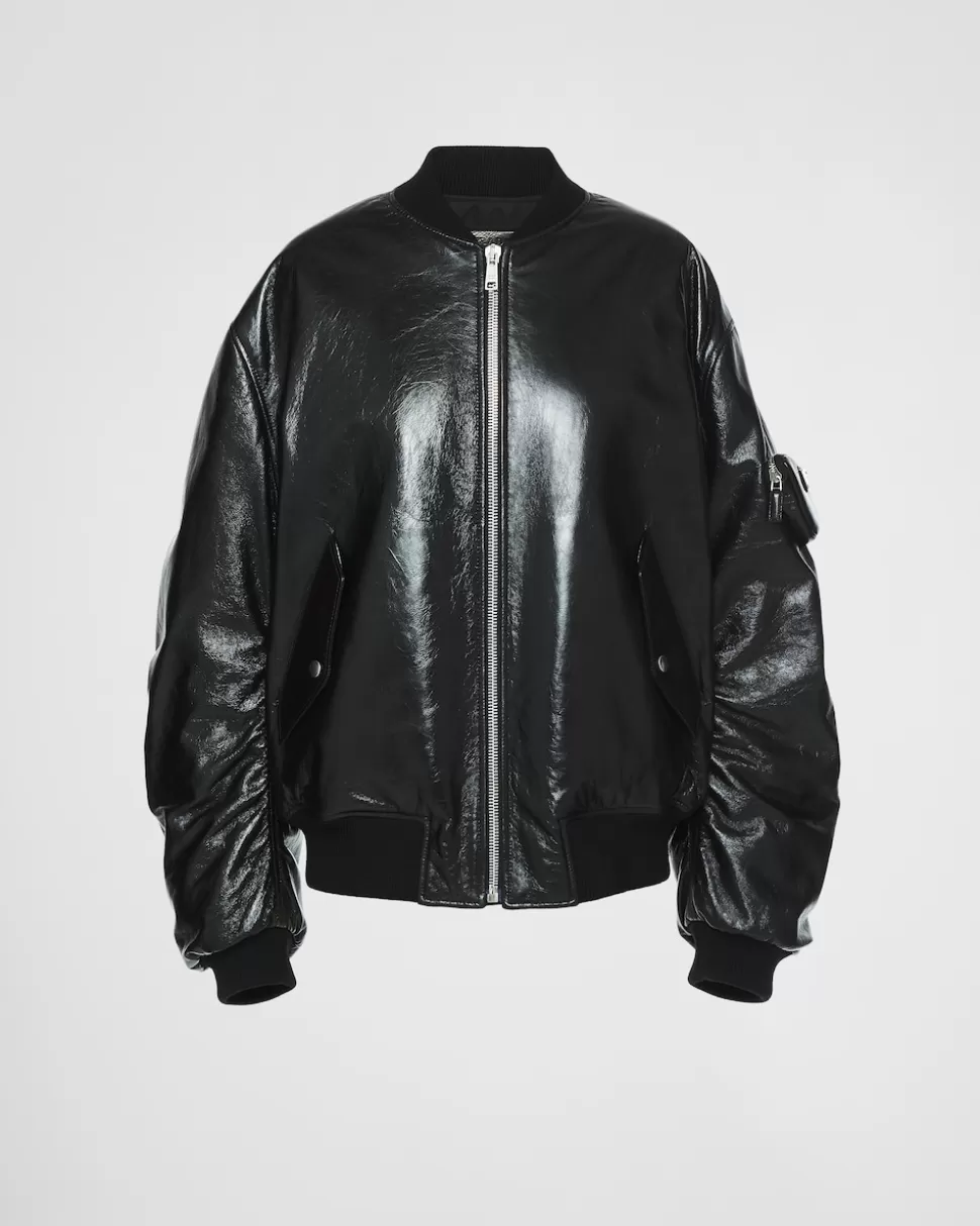 Prada Chaqueta Bomber Holgada De Napa^Mujer ROPA DE PIEL