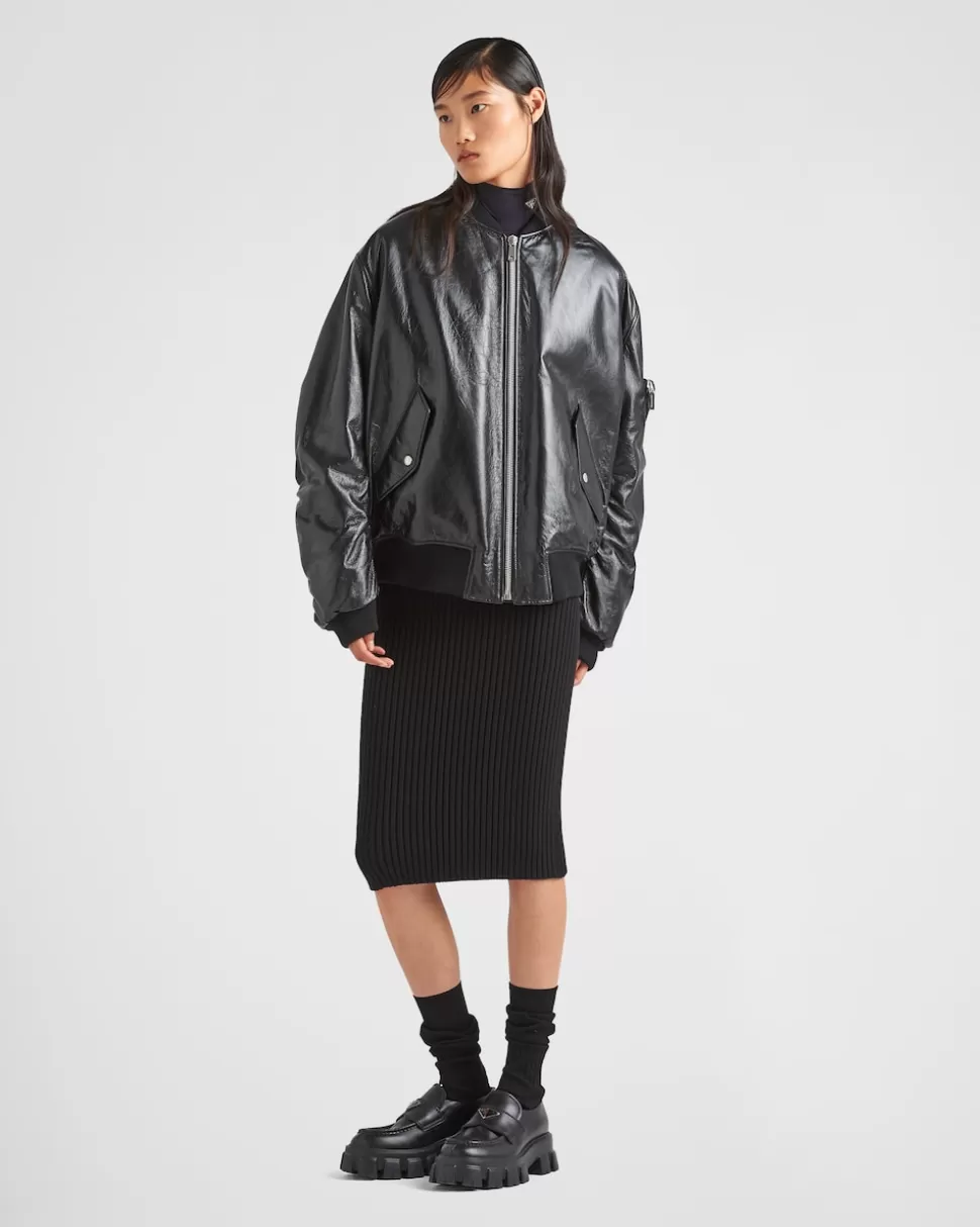 Prada Chaqueta Bomber Holgada De Napa^Mujer ROPA DE PIEL