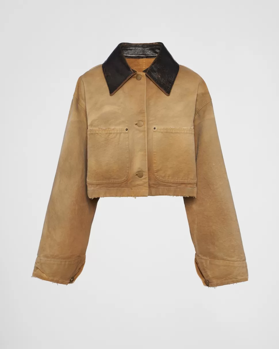 Prada Chaqueta Corta De Lona^Mujer ROPA DE ABRIGO
