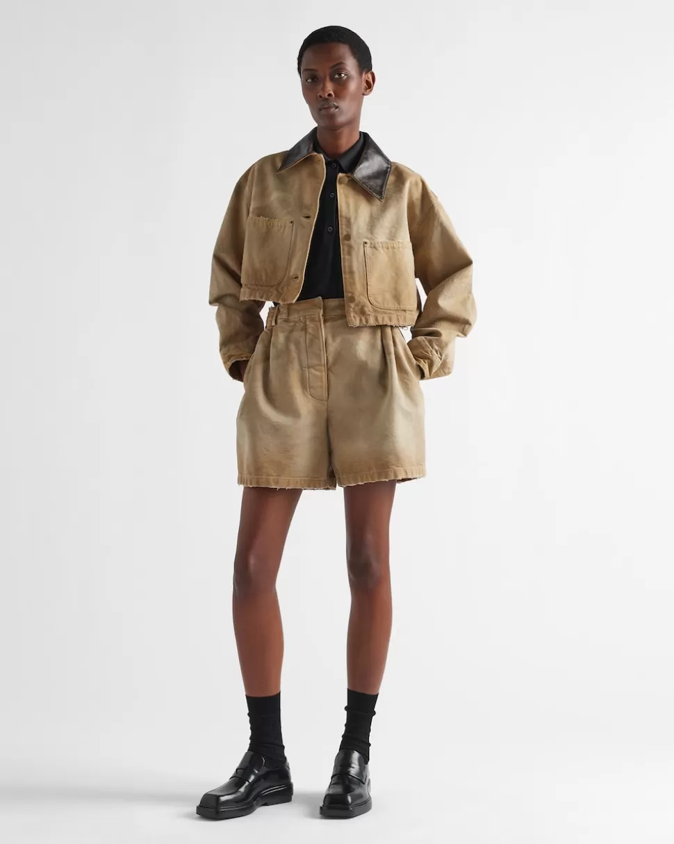 Prada Chaqueta Corta De Lona^Mujer ROPA DE ABRIGO