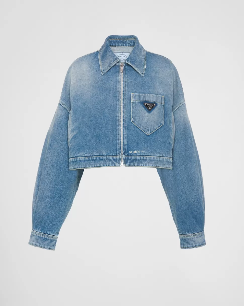 Prada Chaqueta Corta De Tejido Vaquero Orgánico^Mujer TEJIDO VAQUERO
