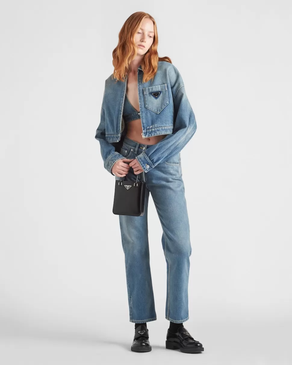 Prada Chaqueta Corta De Tejido Vaquero Orgánico^Mujer TEJIDO VAQUERO